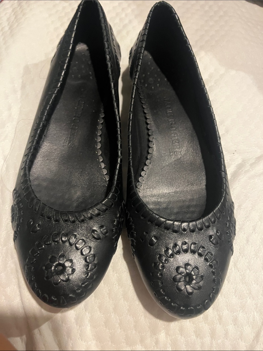 Jack Rogers Ballet Flats Pinwheel Navajo Black Leather Size 9M